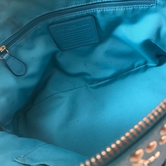 🌟HP🌟Coach Teal Cora Studded Purse - Picture 3 of 5